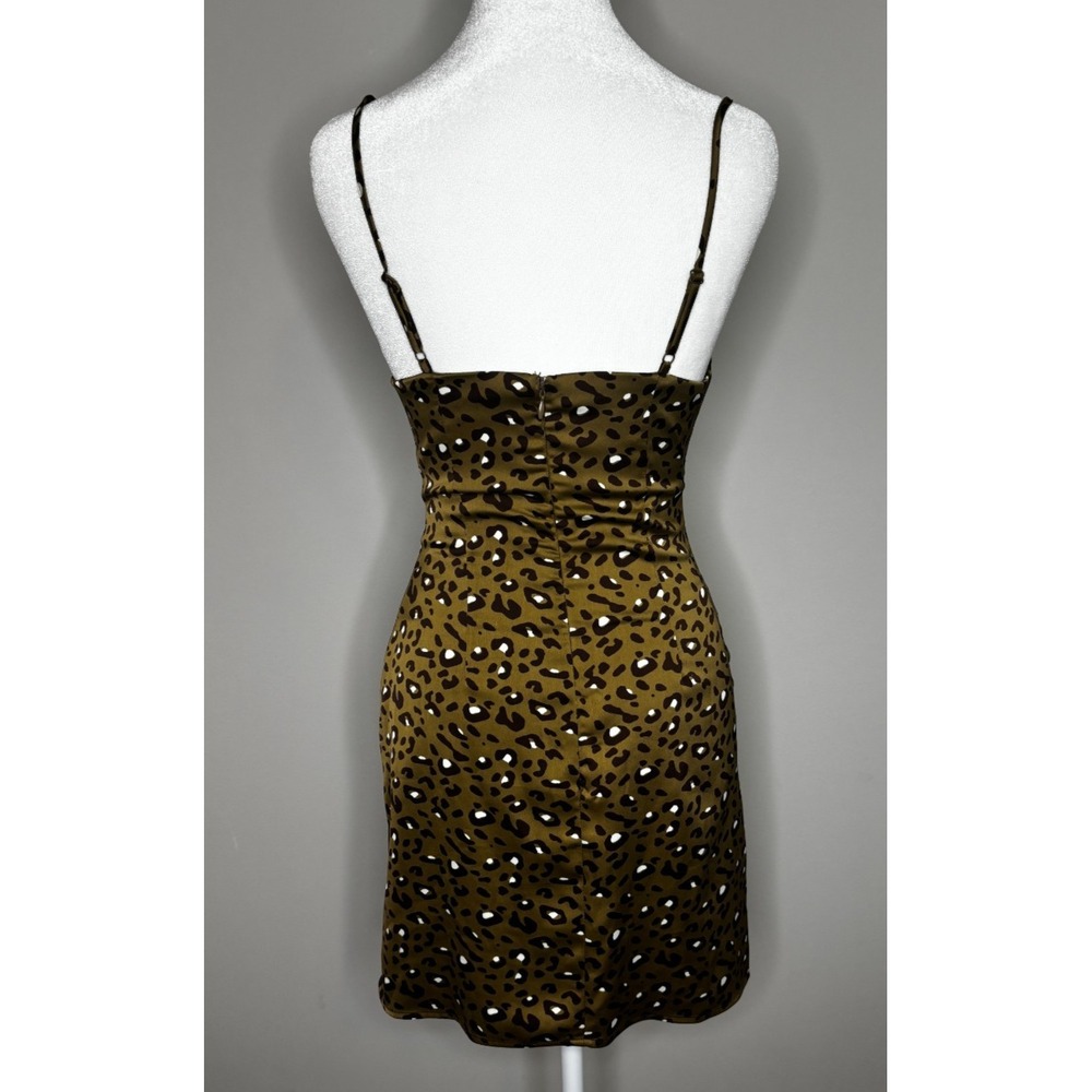 Urban Outfitters Animal Print Slip Mini Dress Strappy Olive Black‎ Extra Small - Picture 2 of 4